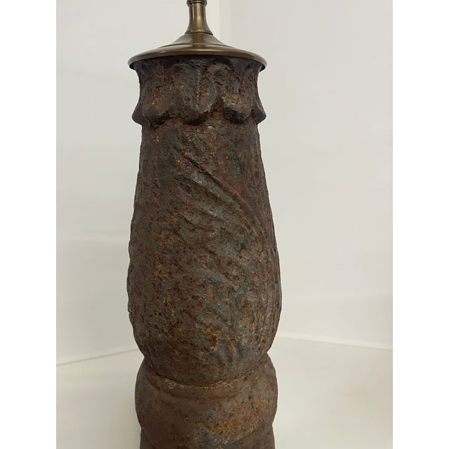 Brown Antique Cast Iron Table Lamps—A Pair For Sale - Image 8 of 14