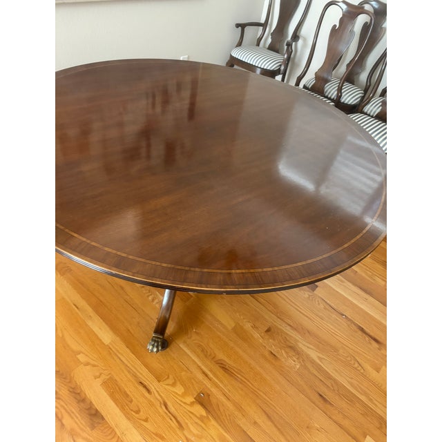 English Vintage Handcrafted in England Mahogany Pedestal Dining Table For Sale - Image 3 of 4