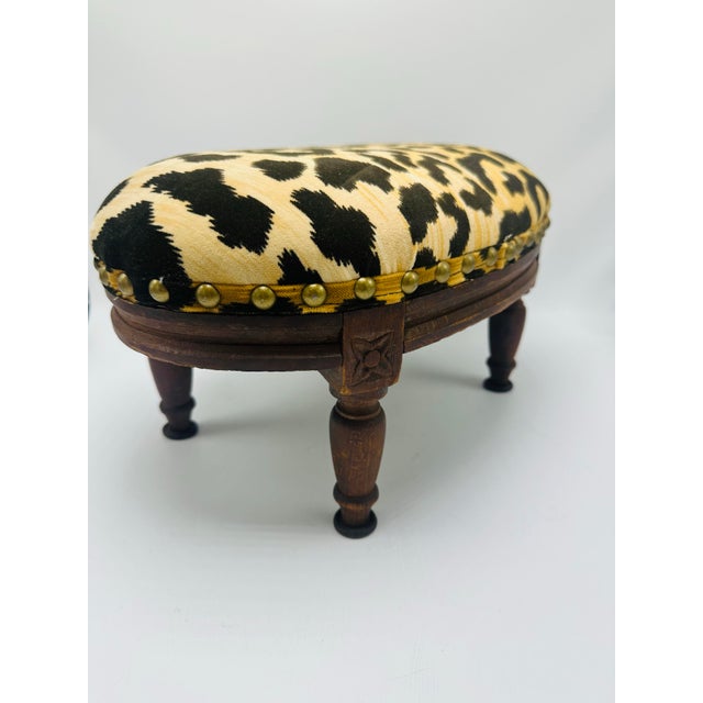 French Antique French Footstool, Reupholstered For Sale - Image 3 of 5