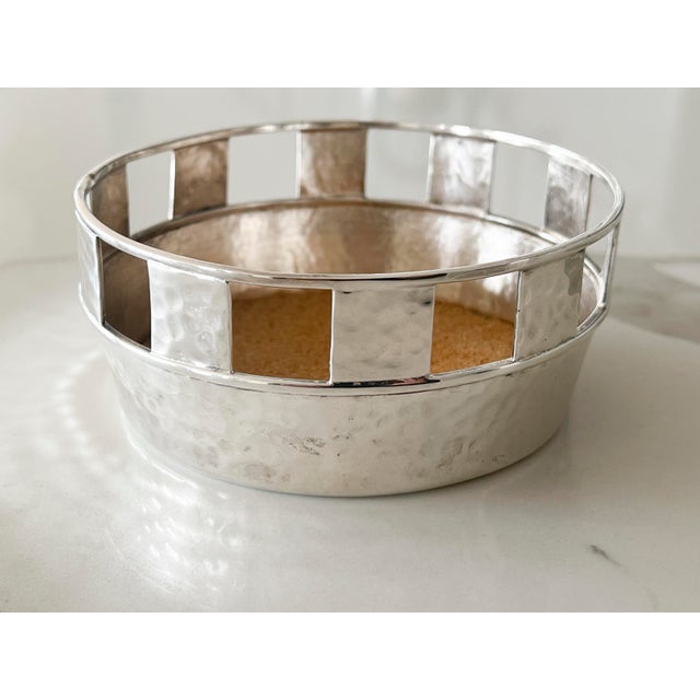 Contemporary 1980s Emilia Castillo Vintage Hand Hammered Silver Plate Wine Bottle Coaster For Sale - Image 3 of 10