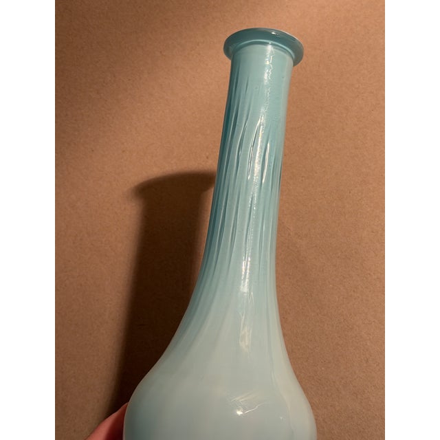 Glass Large Empoli Cased Blue Glass Genie Bottle Decanter Mid Century Modern For Sale - Image 7 of 9