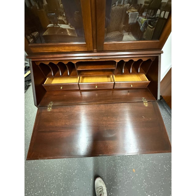 Traditional Vintage 1980’s Mahogany Secretary Desk For Sale - Image 3 of 10