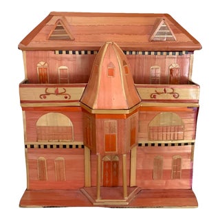 Vintage Hand-Painted Hand-Made Sandalwood Chinese Toy House With 2 Hidden Storage Compartments For Sale