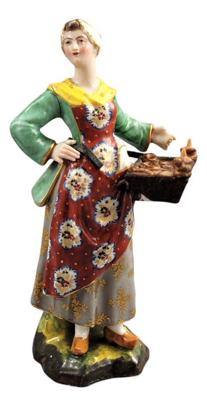 English Bun Seller Figure from Derby Porcelain, 1800s