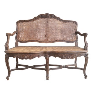 Louis XV Rattan Bench, 19th Century For Sale