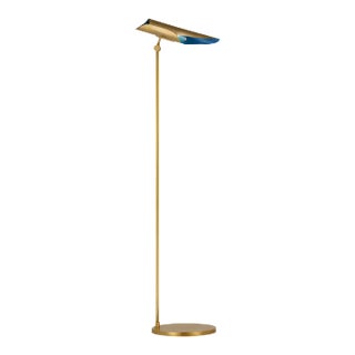 Champalimaud for Visual Comfort Signature Flore Floor Lamp in Soft Brass and Riviera Blue For Sale