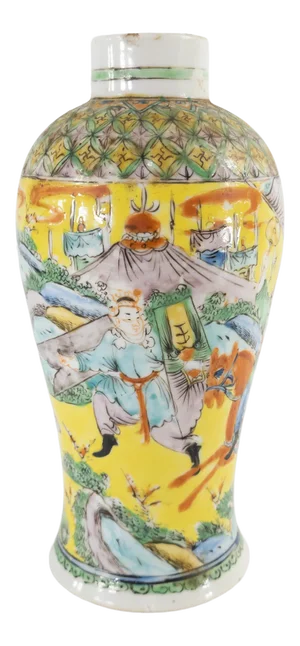 Late 19th Century Chinese Export Famille Verte Green and Yellow Vase