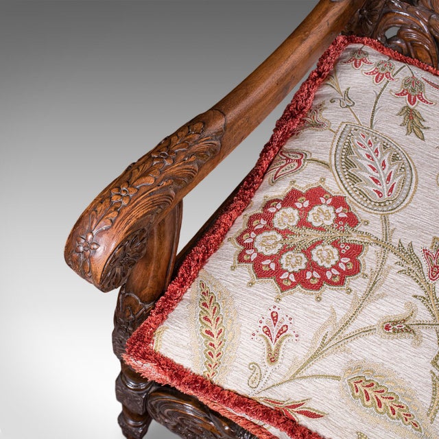 Pair of Antique Charles II Revival Arm Chairs, English, Elbow Seat, Edwardian For Sale - Image 10 of 12