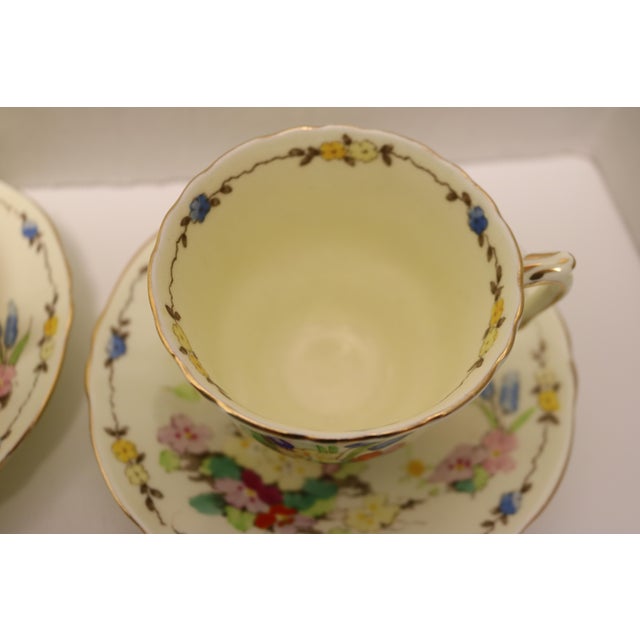 Crown Staffordshire 1930's Crown Staffordshire Cup and Saucers Set- 10 Pieces For Sale - Image 4 of 11