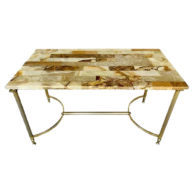 Mid-Century Marble & Onyx Coffee Table, 1960s or 1970s For Sale