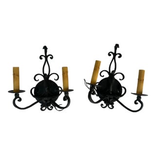 1990s Wrought Iron Candle Sconces - a Pair For Sale