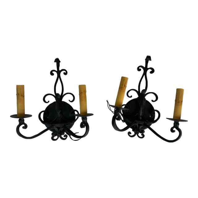 1990s Wrought Iron Candle Sconces - a Pair For Sale