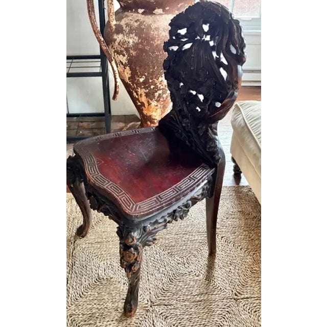 Chinese Antique Chinese Rosewood Carved Chair With Birds and Flower Design For Sale - Image 3 of 10