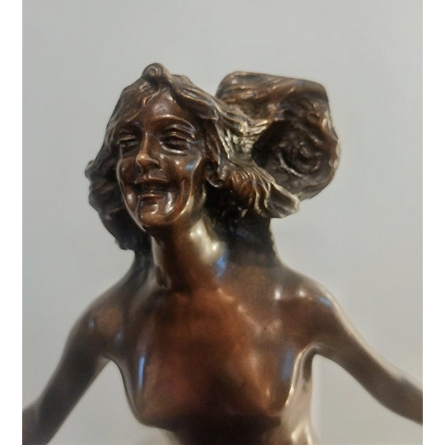 French School, Nude Sculpture, 1910, Bronze and Marble For Sale - Image 12 of 15