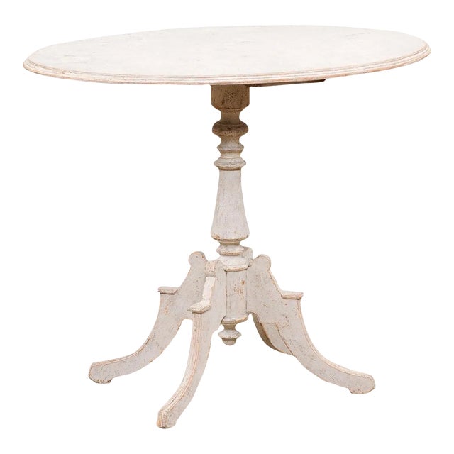 Swedish 1880s Painted Wood Guéridon Table with Oval Top and Pedestal Base For Sale