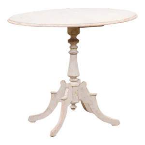 Swedish 1880s Painted Wood Guéridon Table with Oval Top and Pedestal Base