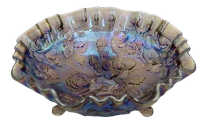 Amethyst Footed Carnival Glass Rose Bowl