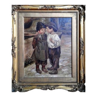 19th Century Genre Oil Painting "Friends" Attributed to Enoch Wood Perry Jr. (American, 1831–1915) For Sale