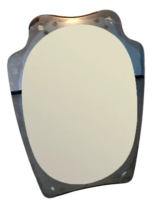Large Wavy-Shaped Mirror with Zodiac Symbols Sandblasted in the Corners, 1960s