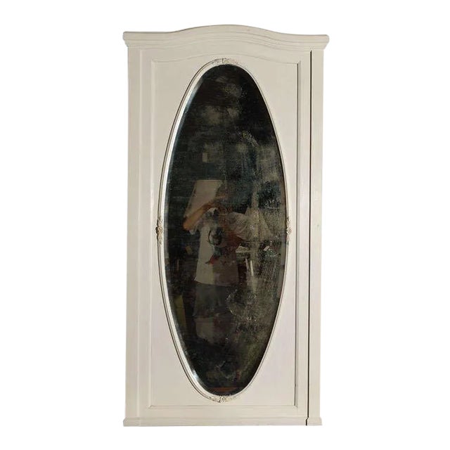 Gray Large Oval Wall Mirror in Painted Frame For Sale - Image 8 of 8