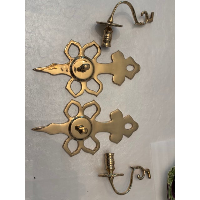 Virginia Metalcrafters Pr Brass Wall Candle Sconces Colonial Williamsburg, Set B For Sale - Image 11 of 11
