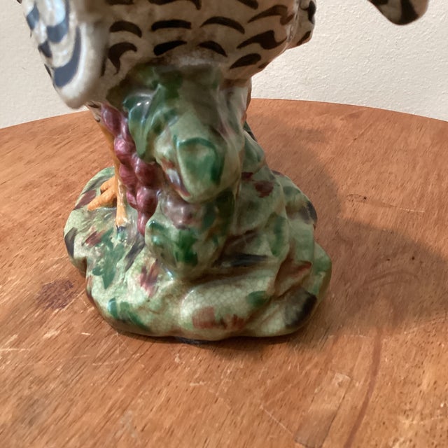 Vintage Authentic Italian Hand-Painted Ceramic Rooster and Tiny Hen Sculpture For Sale - Image 11 of 12