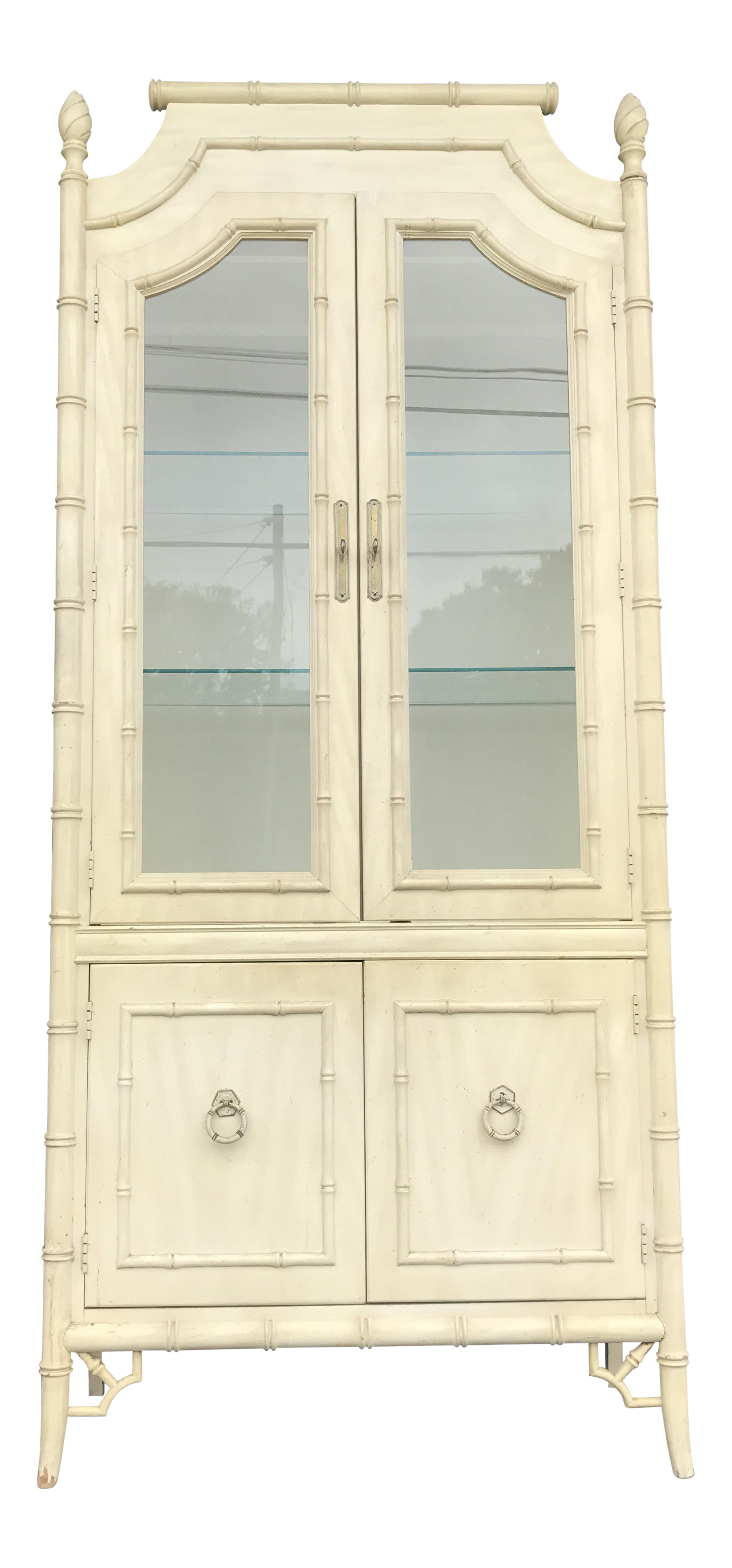 Faux bamboo china cabinet clearance