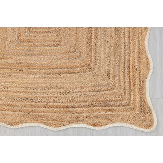 Not Yet Made - Made To Order White Wave Scallop Edge Jute Rug 2x4Ft. For Sale - Image 5 of 12