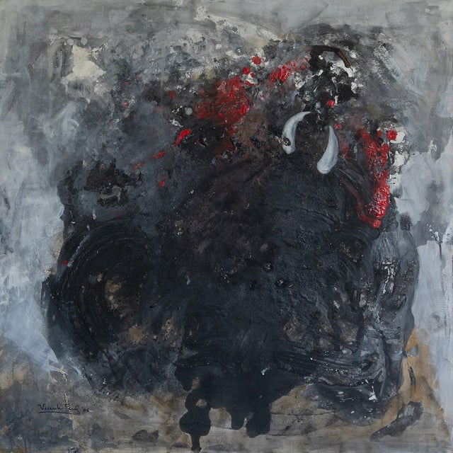 Abstract Composition, Original Mixed Media on Canvas, 2000s For Sale