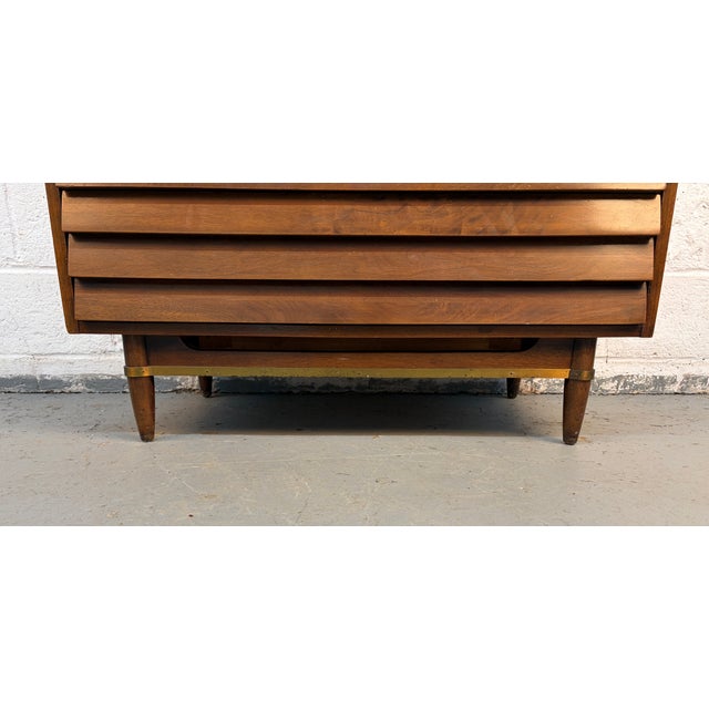 Mid 20th Century Merton Gershun for American of Martinsville "Dania" High-Boy Walnut Dresser For Sale - Image 11 of 14