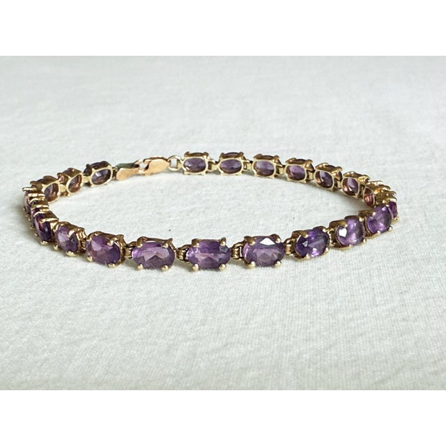 Cartier Vintage 1980s 10k Yellow Gold Amethyst Tennis Bracelet For Sale - Image 4 of 8