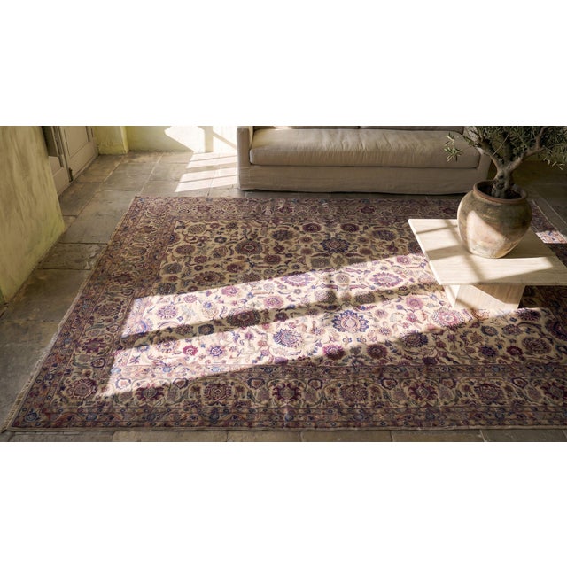 1920s Early 20th Century Persian Silk Kashan Carpet For Sale - Image 5 of 7