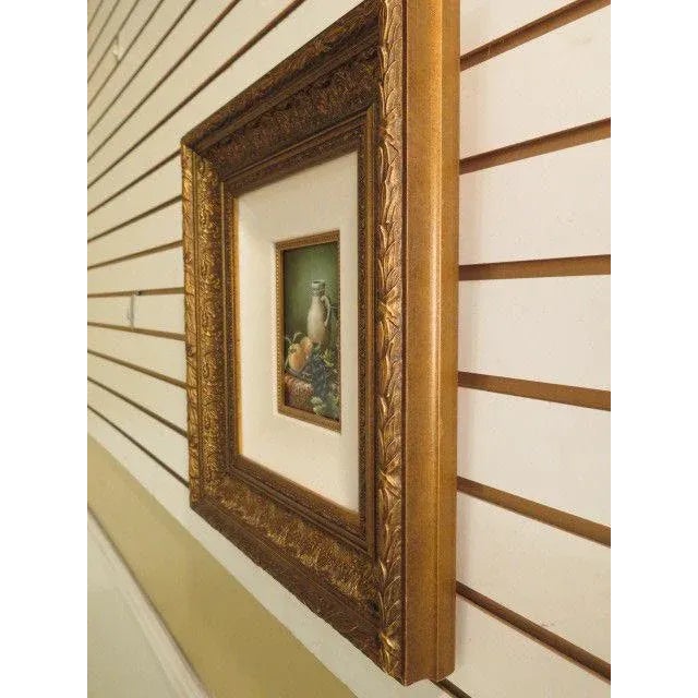 This is a gold framed still life painting. The piece is about 20 years old. High Quality Construction Quality Painted Oil...
