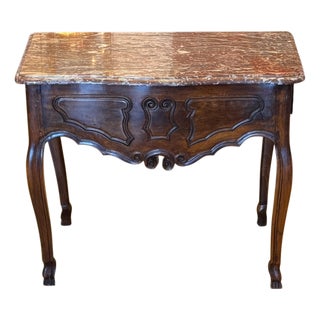 19th Century French Walnut Marble Top Console For Sale