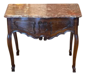 19th Century French Walnut Marble Top Console