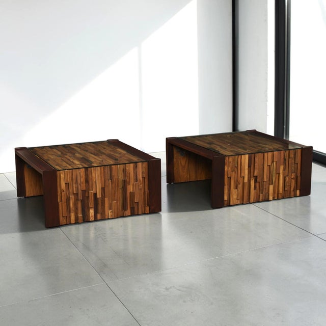 Percival Lafer Brutalist Parquet Low Profile Brazilian Modern Side Tables For Sale - Image 9 of 18
