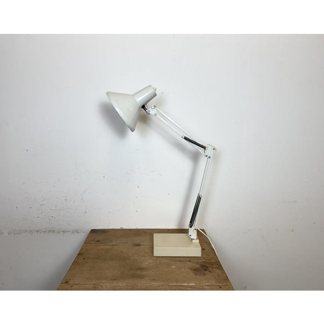 Industrial Vintage White Italian Architect Table Lamp, 1970s For Sale - Image 3 of 18