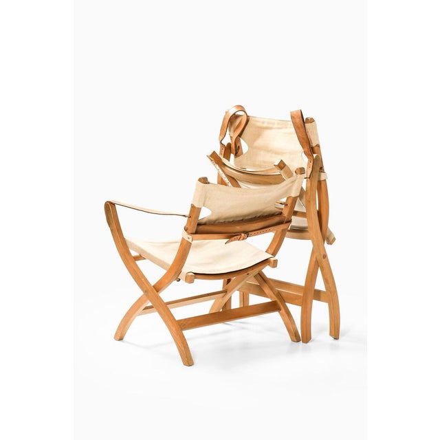 Wood Safari Easy Chairs in Beech and Leather by Poul Hundevad, 1950s, Set of 2 For Sale - Image 7 of 9