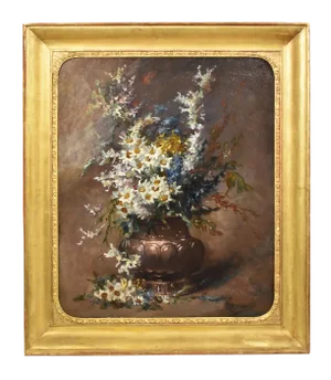 Still Life Painting, 19th-Century, Oil on Canvas, Framed