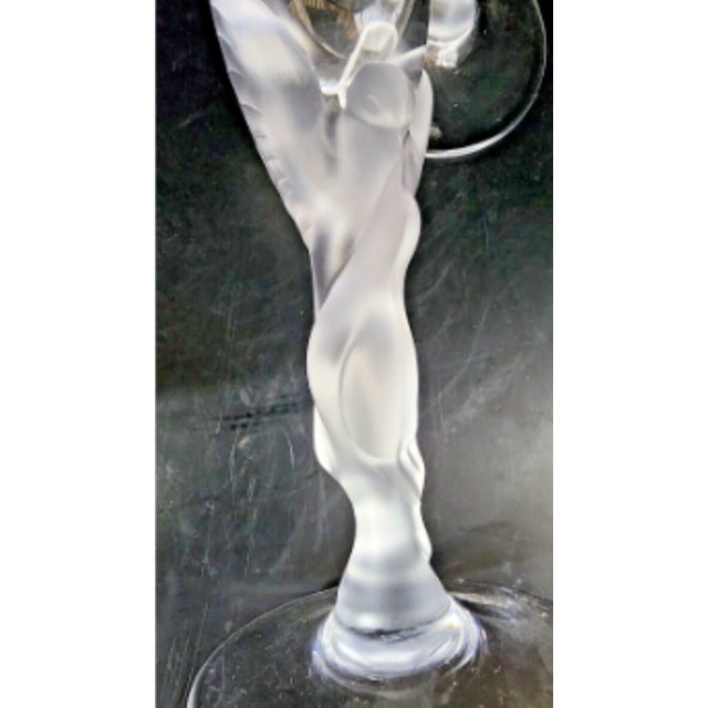 Transparent Retired Carl Faberge "Kissing Doves" Art Deco Champagne Flutes - A Pair For Sale - Image 8 of 11