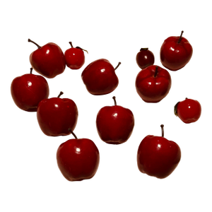 Assorted Vintage Holiday Glossy Red Papier-Mâché Apple Holiday Ornaments