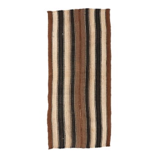Brown Striped Vintage Kilim Rug - 3`2″ X 6`11″ For Sale