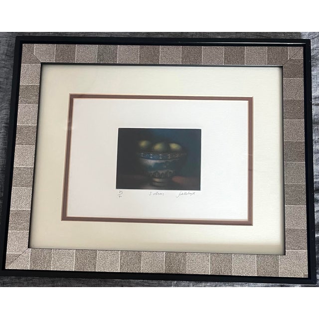 Vintage Laurent Schkolnyk Framed “3 Citrons” Mezzotint Numbered & Signed For Sale - Image 4 of 5