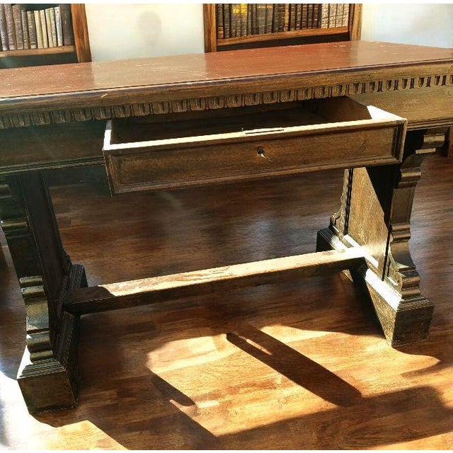 1940s Exquisite Italian Office Desk and Two Perfectly Matched Chairs For Sale - Image 4 of 7