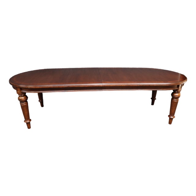Thomasville Attributed Cherry Oval Double Pedestal Dining Table With Extensions For Sale