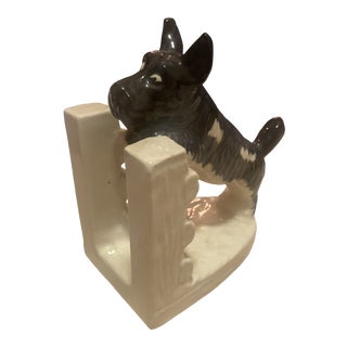 Vintage Scottie Dog Ceramic Bookend For Sale