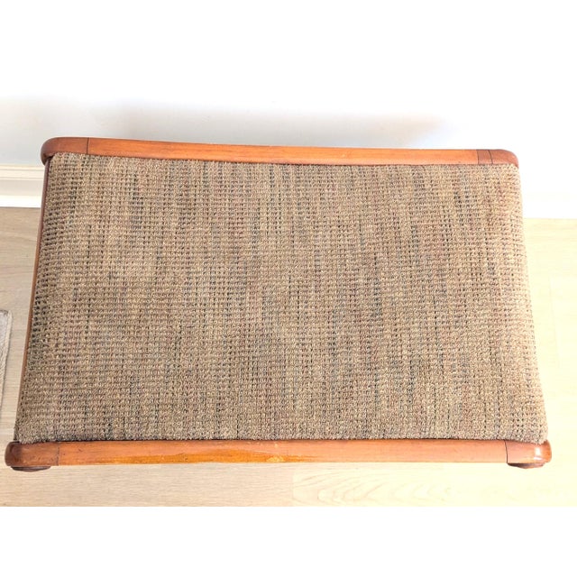 Vintage Mid Century Saber Legged Bench Ottoman Cherry Styled After Gibbings For Sale In Raleigh - Image 6 of 12