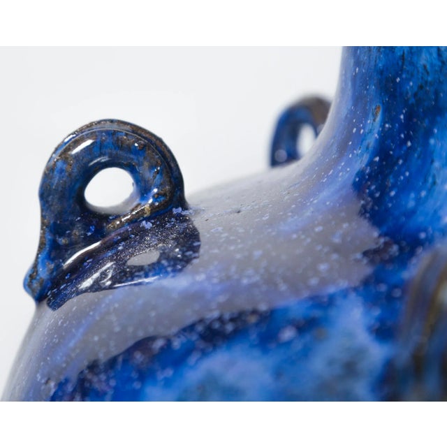 Vintage Blue Glazed Garden Urn For Sale - Image 4 of 11