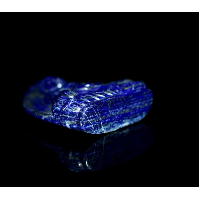 Gemstone Lapis Lazuli Buddha Bodhi Leaf Indian Finely Carved Blue Natural Gemstone For Sale - Image 7 of 8