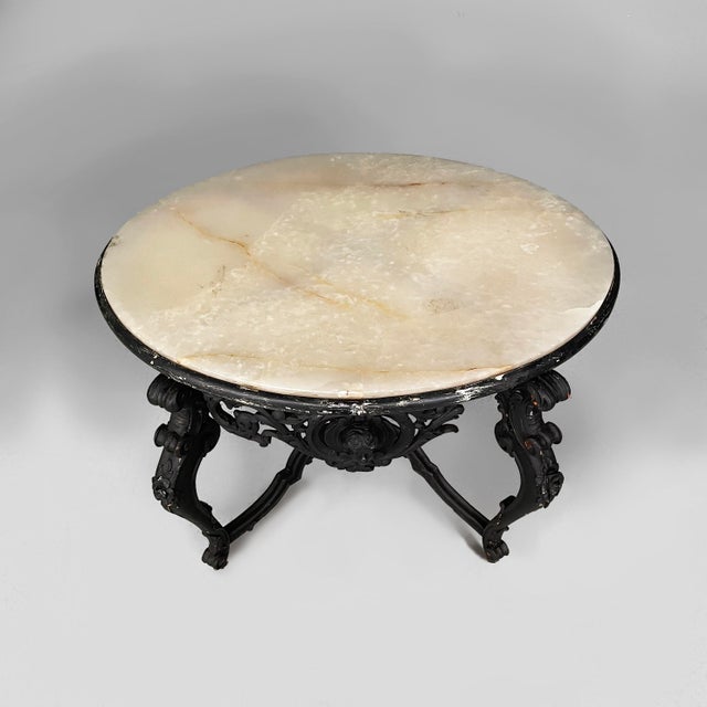 19th Century Italian Coffee Table in Black Wood and Marble For Sale - Image 3 of 18